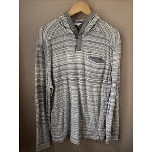 Calvin Klein Women’s XL Gray Striped Hooded Long Sleeve Shirt Lightweight Top